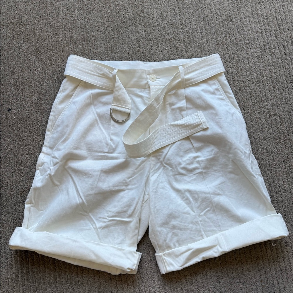 Men's White Belted Shorts